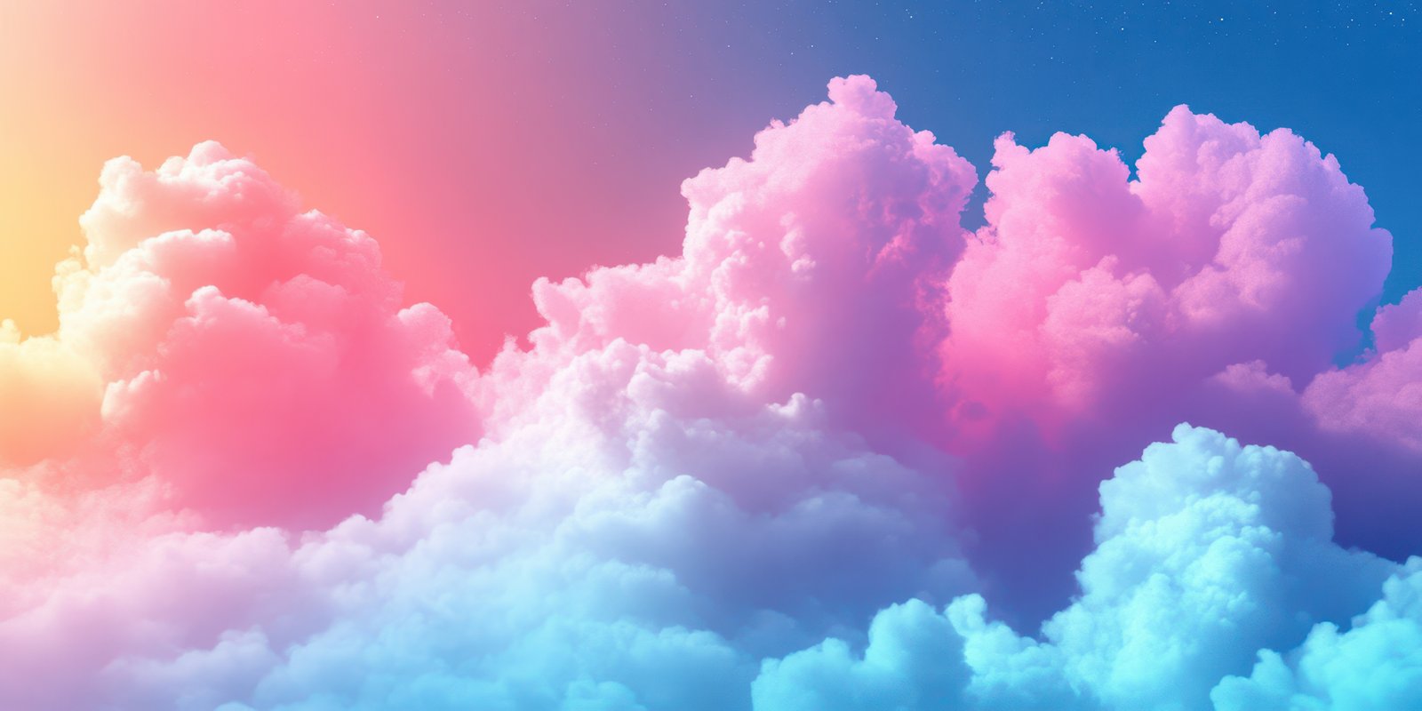 Colorful clouds fill the sky at sunset, creating a beautiful gradient of pink and blue hues over a serene landscape